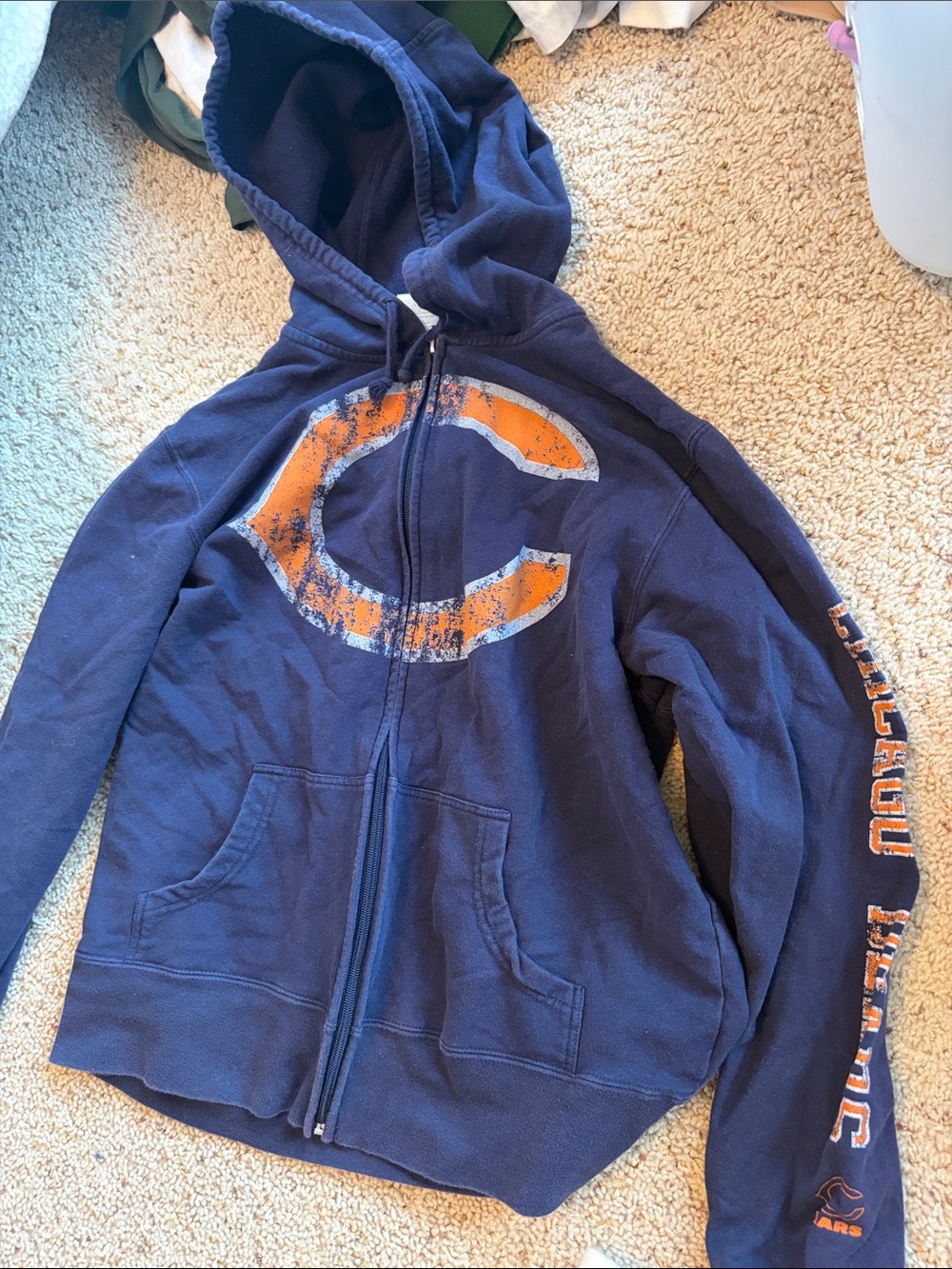 Woman’s Navy Blue & Orange Zip Hoodie - Chicago Bears Style